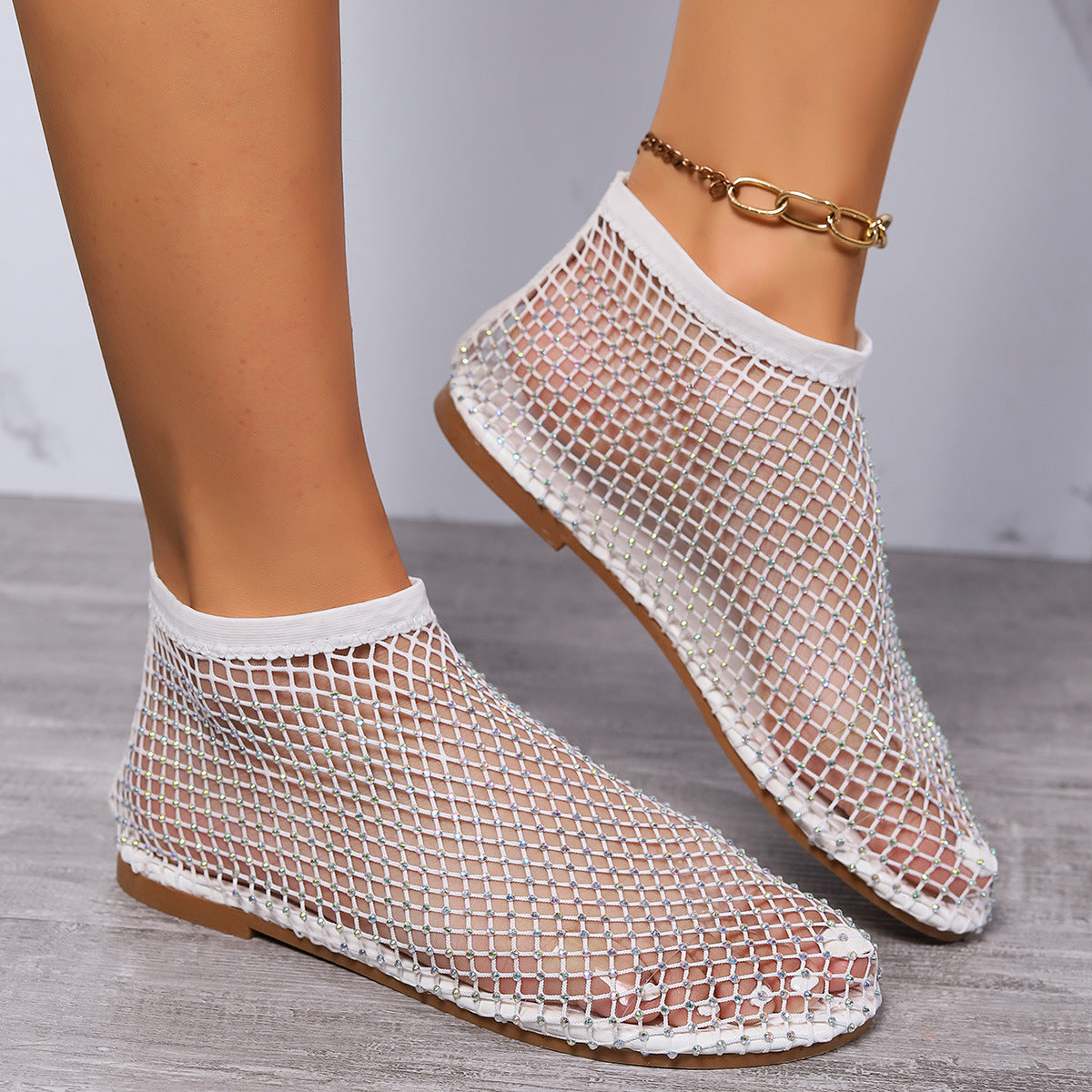 Damen Mesh-Sneaker mit glitzernden Perlenakzenten und flexibler Sohle R&B