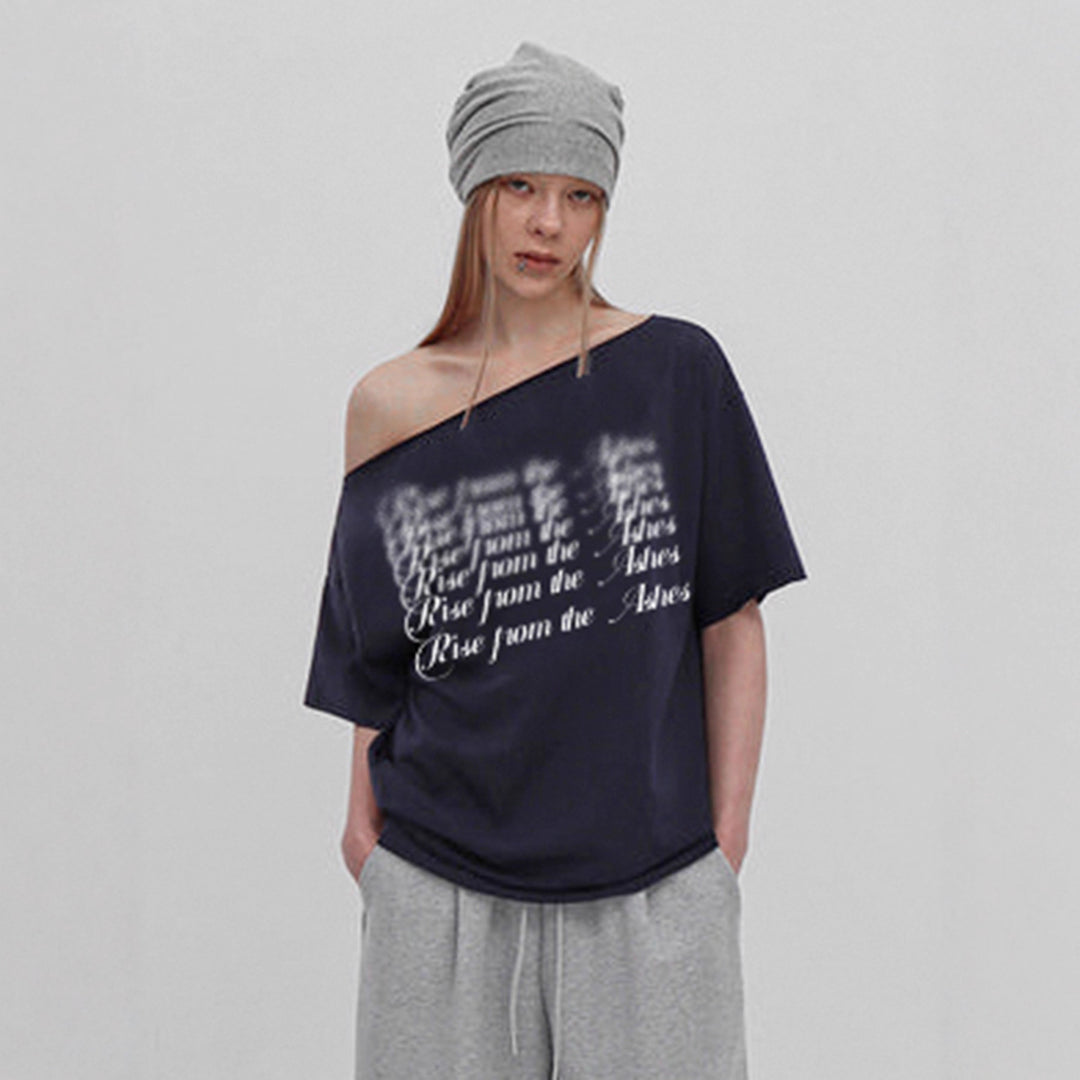 Damen T-Shirt mit modischem V-Ausschnitt und funkelndem Strasskreuz R&B