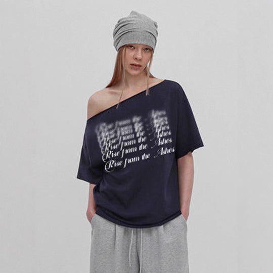 Damen T-Shirt mit modischem V-Ausschnitt und funkelndem Strasskreuz R&B