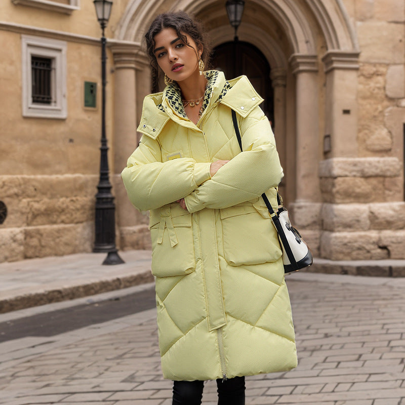Damen gefütterter langärmliger Winterparka mit verstellbarem Kapuzenkragen und praktischen Taschen R&B