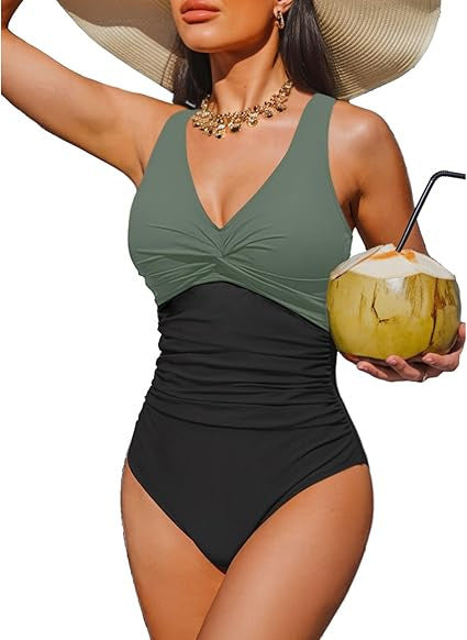 Damen Eleganter Einteiler Badeanzug mit modischem Twist R&B