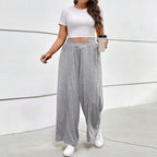 Damen weit geschnittene Freizeithose mit elastischem Bund und Cross-Over-Design R&B