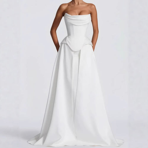 Damen Hochwertiges Brautkleid mit eleganter Drapierung und herzförmigem Ausschnitt R&B