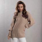 Damen modischer Strickpullover mit strukturiertem Muster und weitem Schnitt R&B