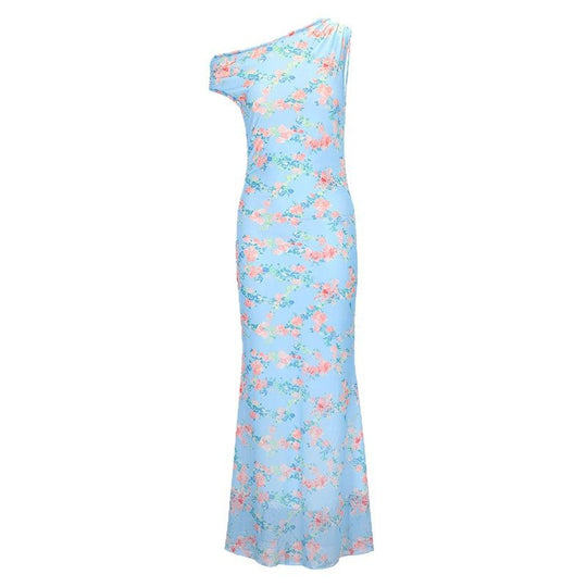 Damen Maxikleid mit asymmetrischem Schnitt und floralem Muster R&B