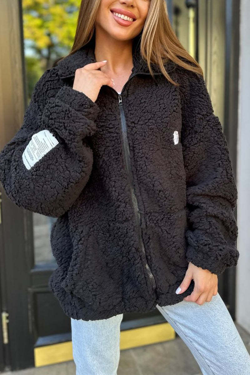 Damen Fleecejacke mit weichem Innenfutter und hoher Kragen R&B