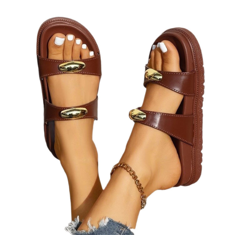 Damen Crossover-Sandalen mit goldenen Details R&B