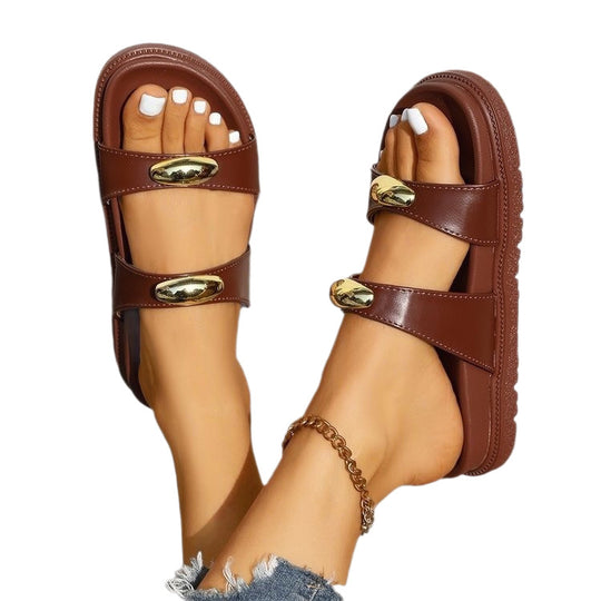 Damen Crossover-Sandalen mit goldenen Details R&B