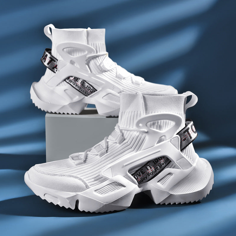 Damen Sportliche High-Top Sneakers mit elastischem Strick-Obermaterial und rutschfester Sohle R&B