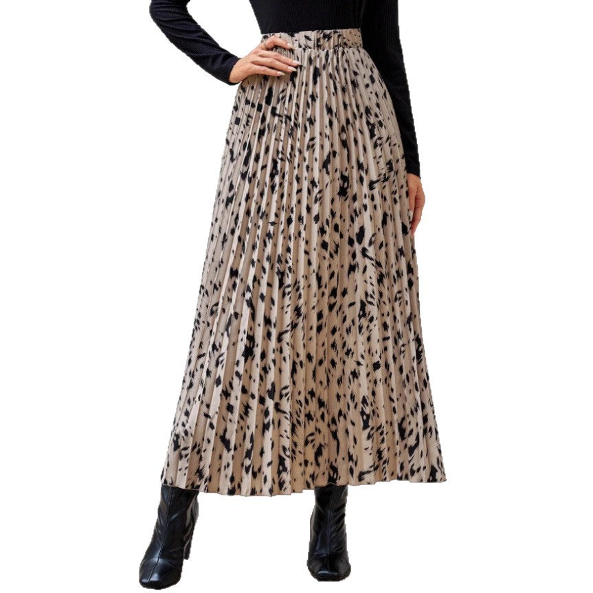 Damen Maxi-Faltenrock mit modischem Muster R&B