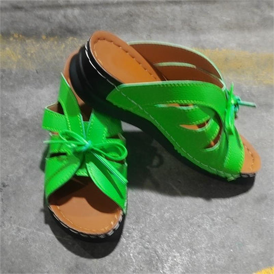 Damen Komfortable Riemchensandalen mit dekorativem Schleifen-Design R&B