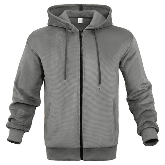 Herren sportliche Kapuzenjacke aus atmungsaktivem Material mit seitlichen Reißverschlusstaschen R&B