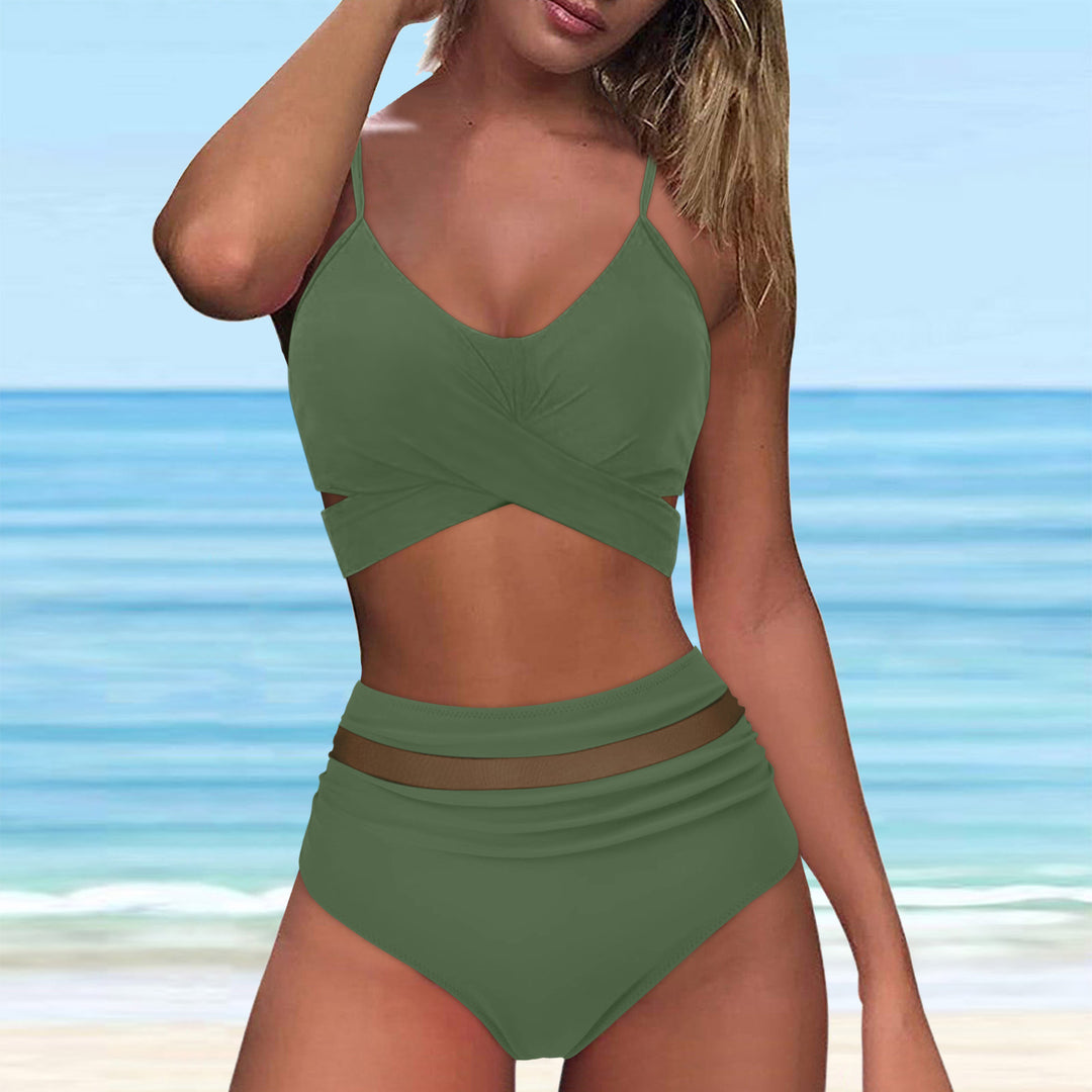 Damen High-Waist Bikini Set mit modischem Wickel-Oberteil R&B