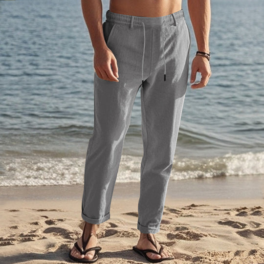 Herren lässige Freizeithose mit elastischem Bund und seitlichen Taschen R&B
