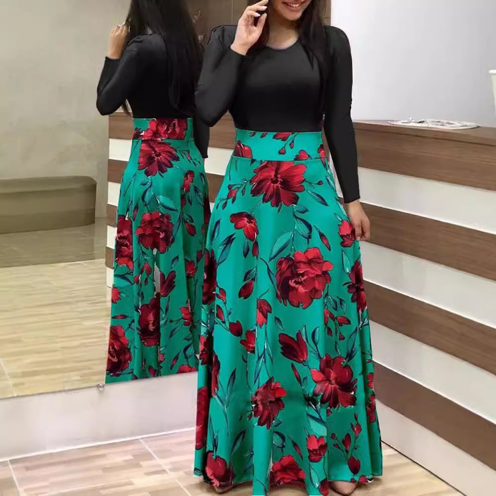 Damen Elegantes Maxikleid mit grafischem Druck und flexiblem Bund R&B