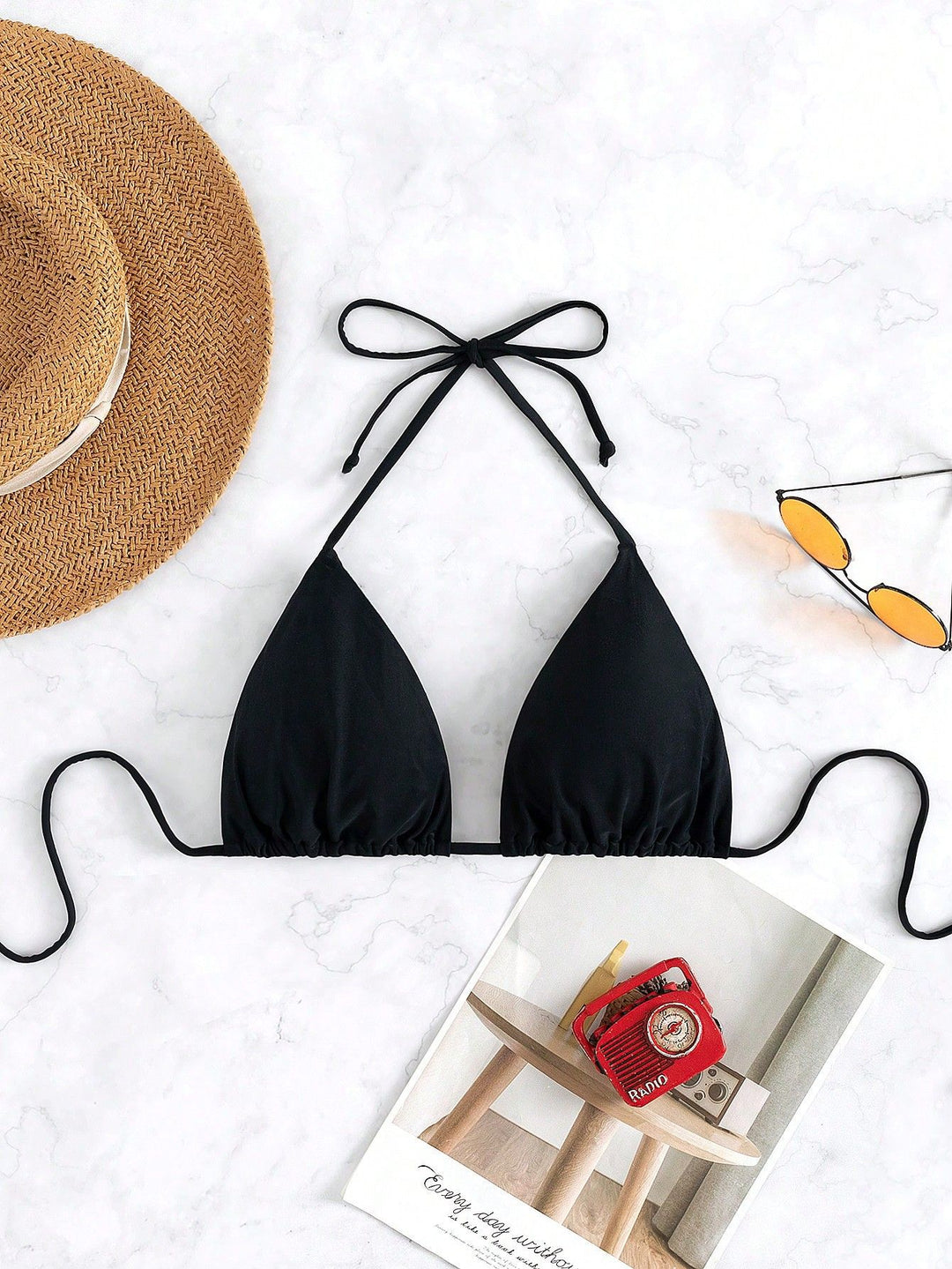 Damen Triangel-Bikini mit verstellbaren Bändern und elastischem Taillenbund R&B