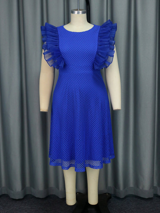 Damen Trendiges Kleid mit Rüschenschulter R&B