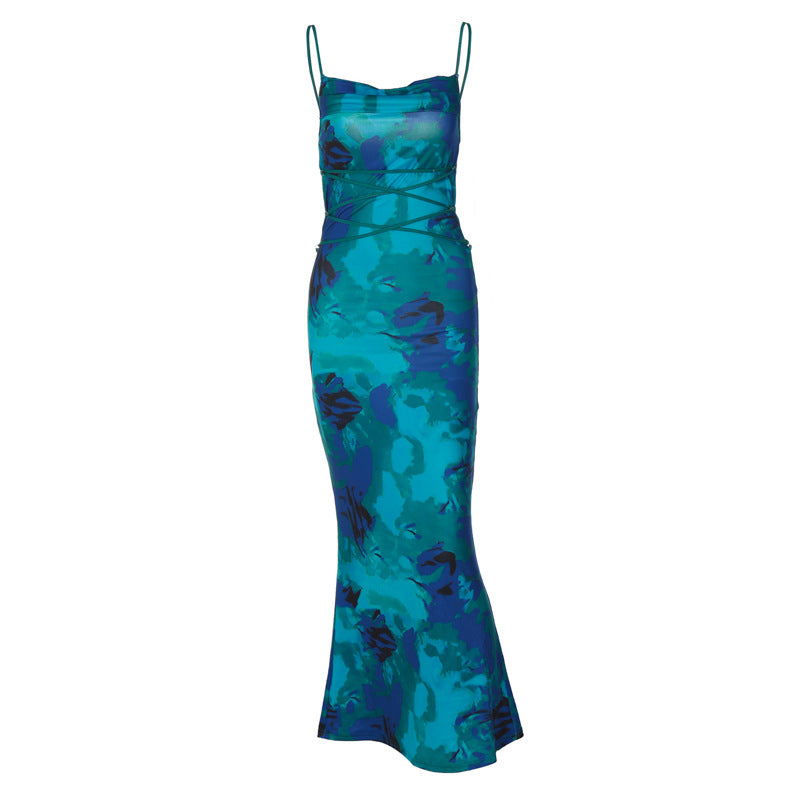 Damen Elegantes Maxikleid mit Spaghetti-Trägern und fließendem Schnitt R&B