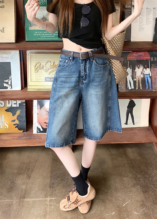 Damen weite Denim-Shorts im modernen Design mit praktischen Taschen R&B