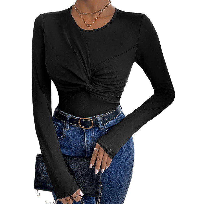 Damen Langärmliger Body mit innovativem Knotendesign R&B