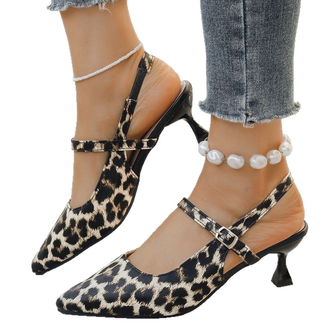 Damen elegante Slingback-Pumps mit Leoprint R&B