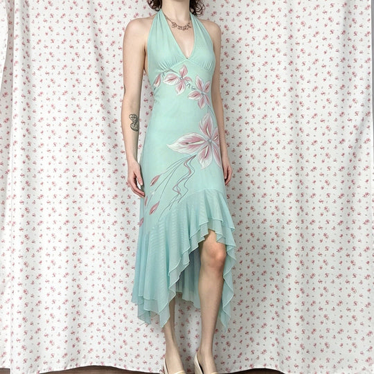 Damen Elegantes Maxikleid mit floralem Design und asymmetrischem Saum R&B