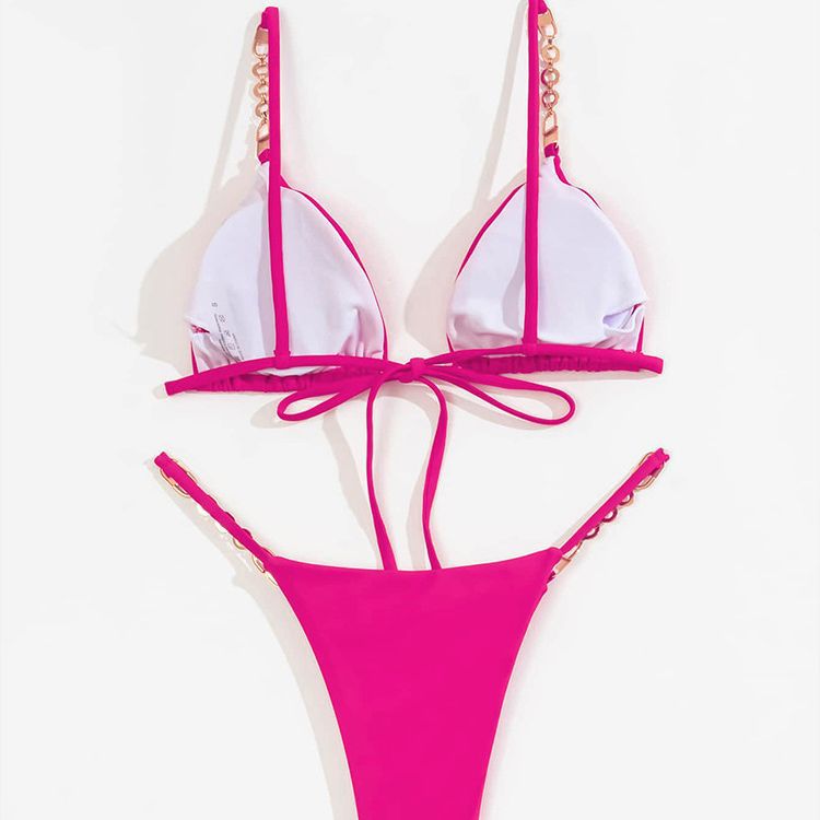 Damen Triangel-Bikini mit dekorativen Kettendetails R&B