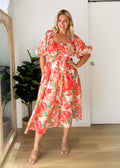 Damen Luftiges Maxikleid mit floralem Design und elastischem Taillenbund R&B