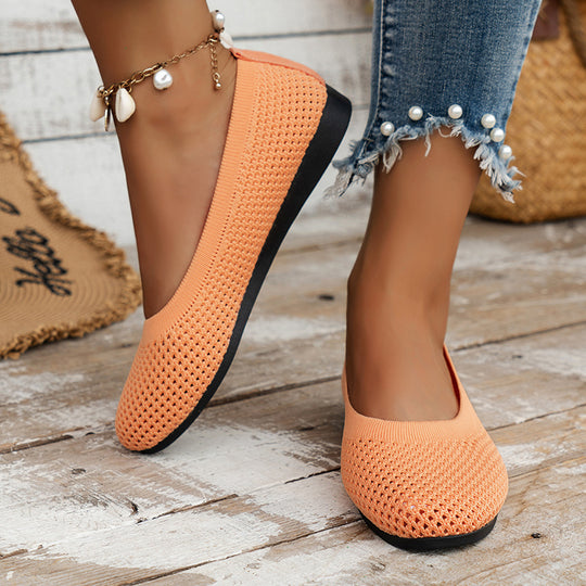 Damen atmungsaktive Ballerinas im eleganten Strickdesign R&B