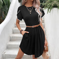 Damen Freizeitkleid mit elegantem Gummizug und dekorativen Ärmeldetails R&B