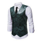 Herren elegante Weste mit floralem Muster und doppelter Knopfreihe R&B