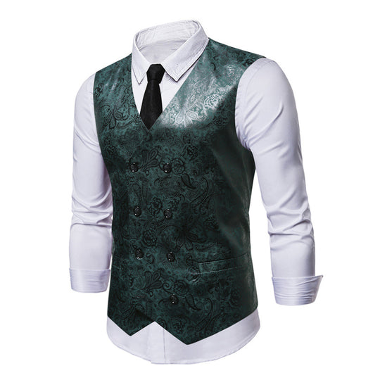Herren elegante Weste mit floralem Muster und doppelter Knopfreihe R&B