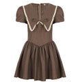 Damen Vintage-Folklore Kleid mit voluminösen Ärmeln und dekorativem Kragen R&B