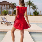 Damen Freizeitkleid mit schmalem Taillenbund und Rüschendetails R&B