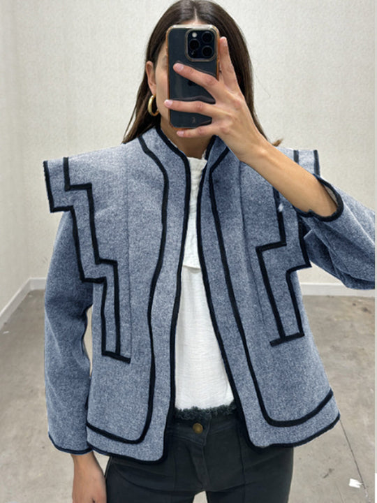 Damen modische Wolljacke mit markantem Design R&B