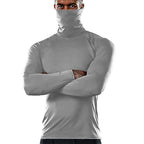 Herren funktionales Langarmshirt mit hohem Kragen und feuchtigkeitsregulierendem Material R&B