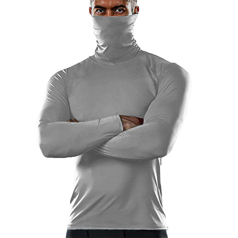 Herren funktionales Langarmshirt mit hohem Kragen und feuchtigkeitsregulierendem Material R&B