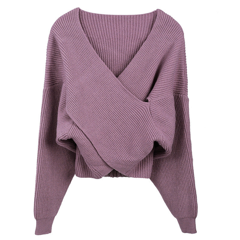 Damen Wickelpullover aus feinem Strickmaterial mit modernem Schnitt R&B