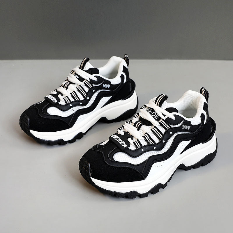 Damen trendige Chunky Sneakers mit atmungsaktivem Mesh und stabiler Sohle R&B