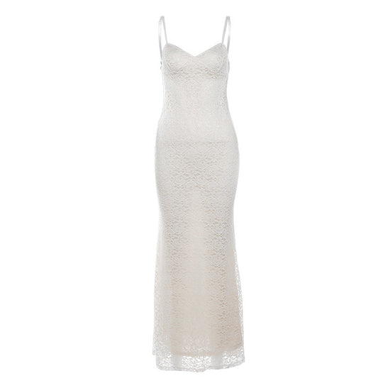 Damen Spitzen-Maxikleid mit eleganten Trägern R&B