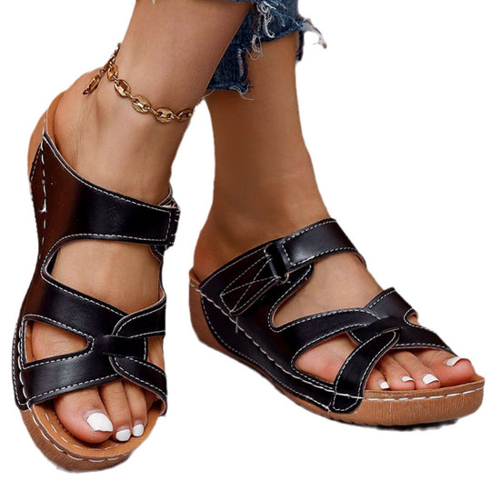 Damen Bequeme Keil-Sandalen mit verstellbaren Riemen R&B