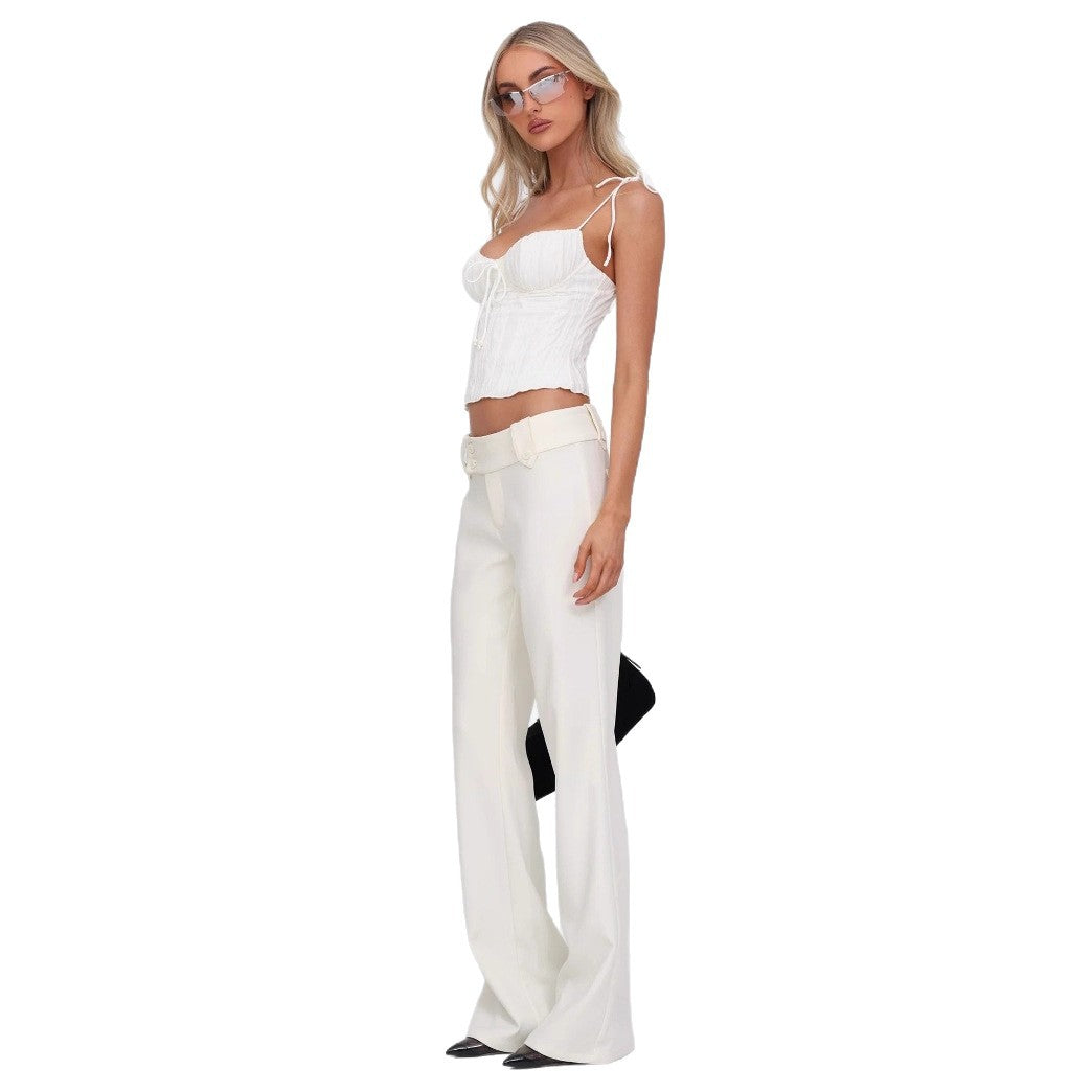 Damen Raffinierte Crop Top mit Bindebändern R&B