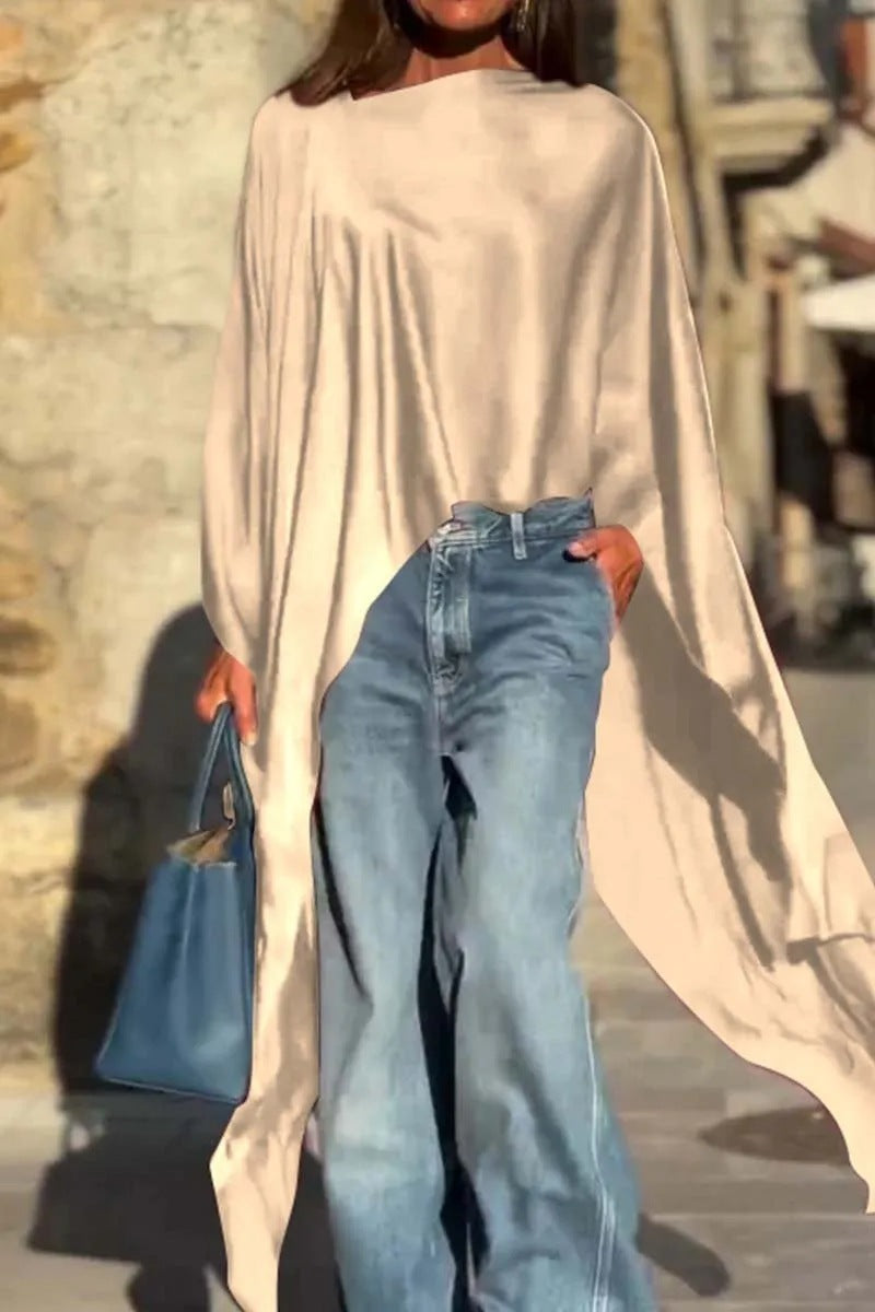 Damen luftige Tunika mit asymmetrischem Schnitt R&B
