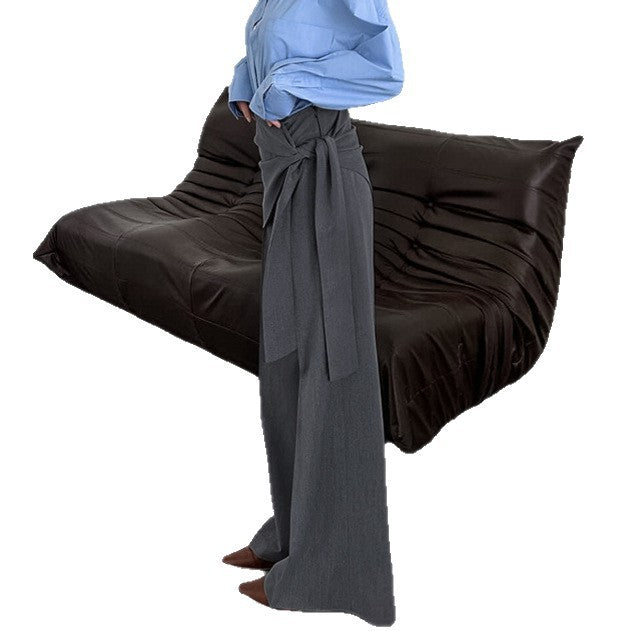 Damen Elegante Wickelhose mit weitem Bein und tailliertem Bund R&B