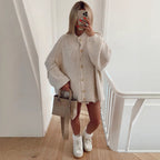 Damen Strickjacke mit oversized Schnitt und eleganten Knopfdetails R&B