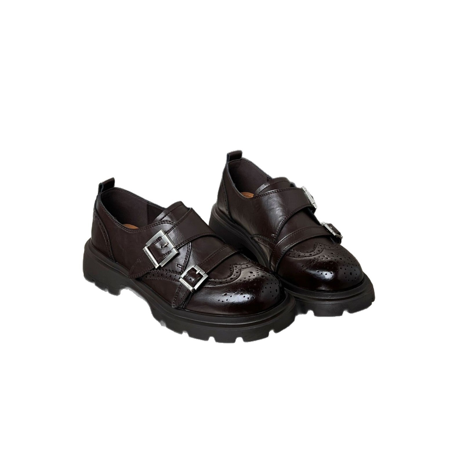 Damen Elegante Schnürschuhe mit modischen Schnallen und rutschfester Gummisohle R&B