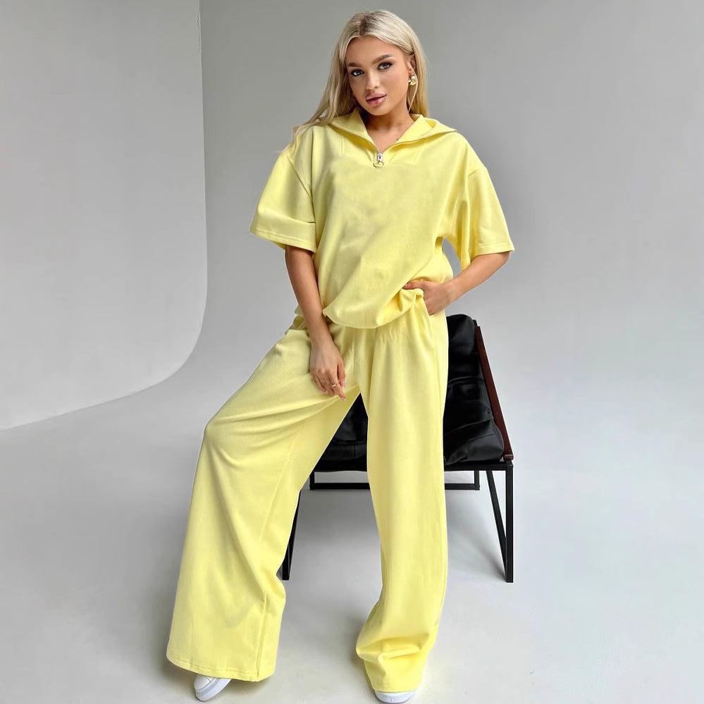 Damen Sportives Oberteil und weite Hose Set R&B