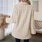 Damen Kuschelige Strickjacke mit doppelter Knopfverschluss und strukturierter Oberfläche R&B