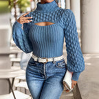 Damen Pullover mit hochgeschlossenem Kragen und Cut-Outs R&B