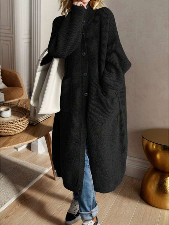 Damen Modische Strickjacke mit großzügigen Taschen und Knopfdetail R&B